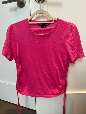 Veronica Beard Pink Short-Sleeve Cinch Tee, Size Small